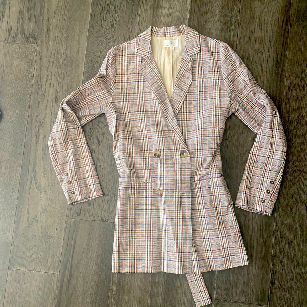 Anthropologie • Ezra Double-Breasted Plaid Checked Belted Blazer • Size XS